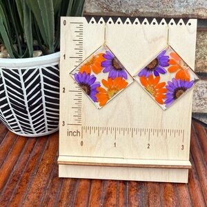 🌼 Bright Floral Resin Earrings | Gold Plated Stainless Hooks | Handmade